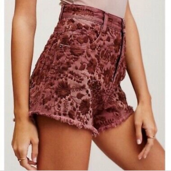 Free People Pants - Free People embroidered high rise jean short